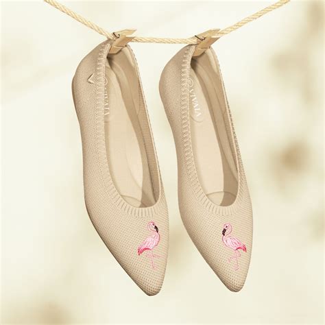 Aria5° The Inspiration Pointed Toe Ballet Flats In Almond Flamingo Vivaia