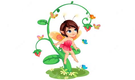 Premium Vector Cute Little Flower Fairy Sitting