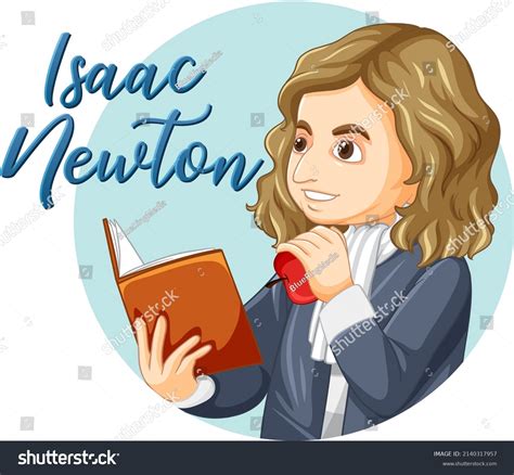 Portrait Isaac Newton Cartoon Style Illustration Stock Vector Royalty