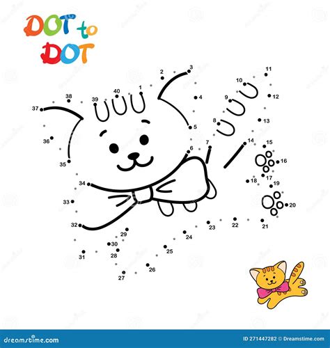 Connect The Dots And Draw Cute Cartoon Cat Educational Game For Kids