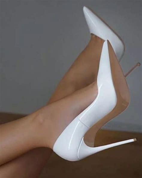 White Patent Leather Pumps Shoes In 2020 White Heels White Heel