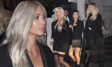 Kim Kardashian Rocks Sheer Thigh High Stockings In Sf Daily Mail Online