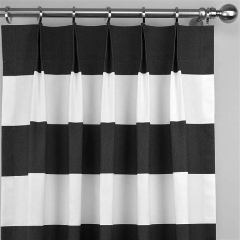 Black White Horizontal Stripe Modern Cabana Curtains Pinch