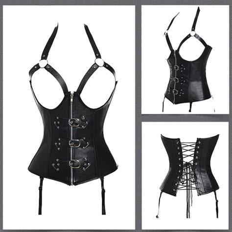 Sexy Pu Leather Corsets Women Sexy Leather Steampunk Leather Etsy