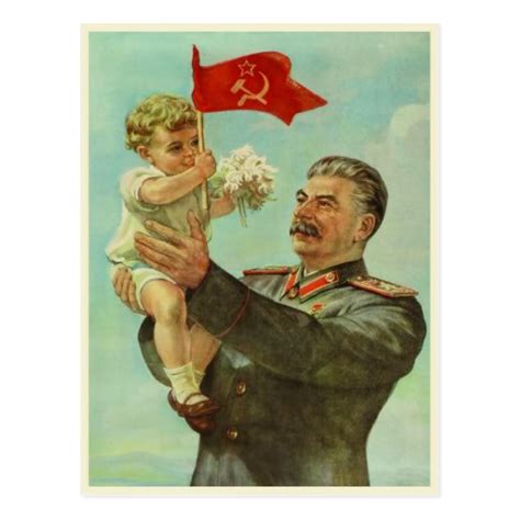 Postcard With Vintage Stalin Propaganda Print Zazzle