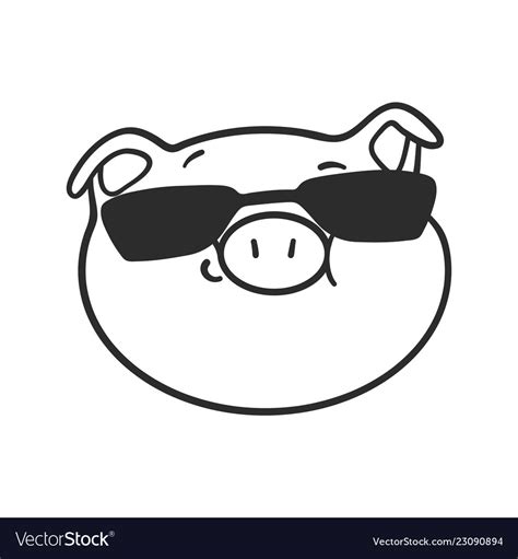 Cool Pig In A Black Sunglasses For Coloring Book Vector Image