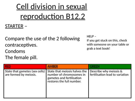 Cell Division In Sexual Reproduction Meiosis Teaching Resources