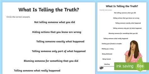 What Is Telling The Truth Worksheet Teaching Resource Twinkl