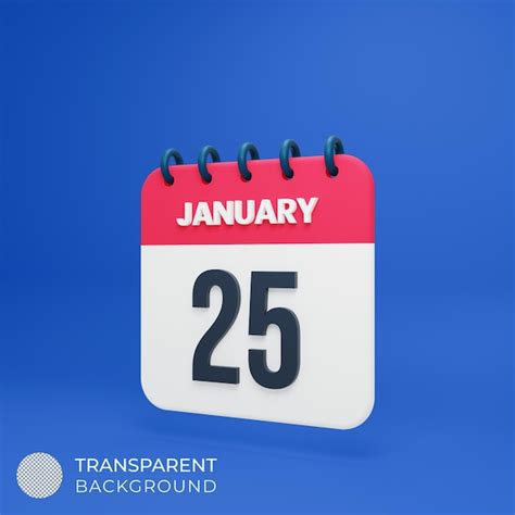 Premium Psd January Realistic Calendar Icon 3d Illustration Date