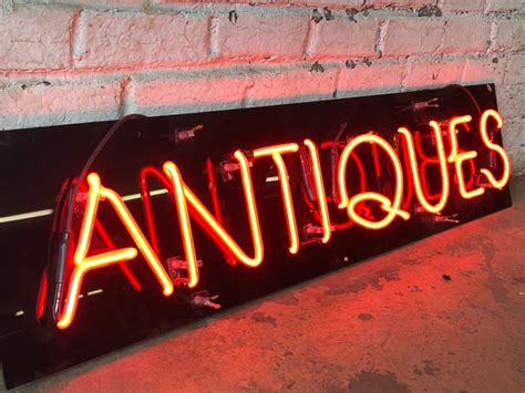 Vintage Custom Neon Antiques Sign For Sale At 1stdibs