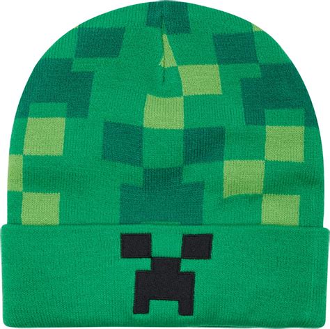 Minecraft Boys Creeper Face Beanie Black And Green Youth Beanie One