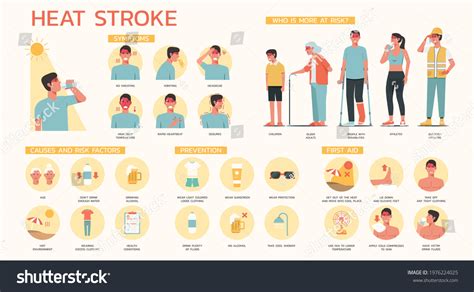 Infographic Heatstroke Symptoms Prevention Causes Risk 스톡 벡터로열티 프리