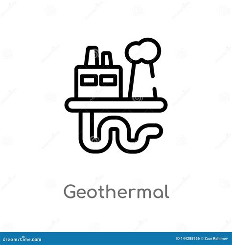 Outline Geothermal Vector Icon Isolated Black Simple Line Element