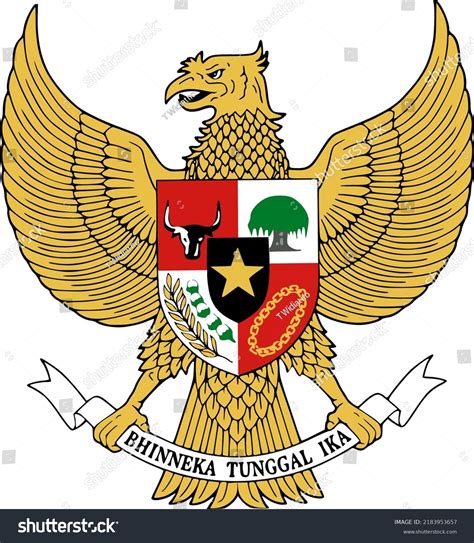 Garuda Indonesia Sign Indonesian Title Bhinneka Stock Vector (Royalty