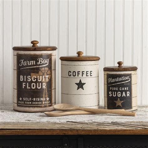 Farmhouse Canister Set Double Sided Kitchen Canister Sets Metal