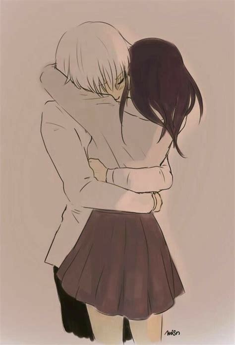 Cool Anime Couple Poses Hugging Perangkat Sekolah