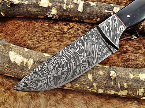 925 Long Hand Forged Damascus Steel Full Tang Drop Point Blade