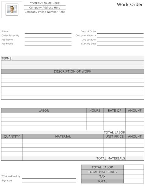 How to create a simple order form in excel. Example Image: Maintenance Work Order Form | Job cards ...