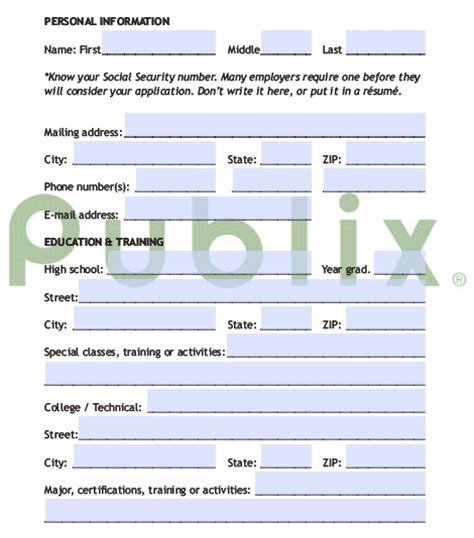 Download Publix Job Application Form Adobe Pdf Wikidownload