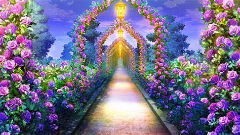 Rose Path Rose Flower Path Garden Light Hd Wallpaper Peakpx