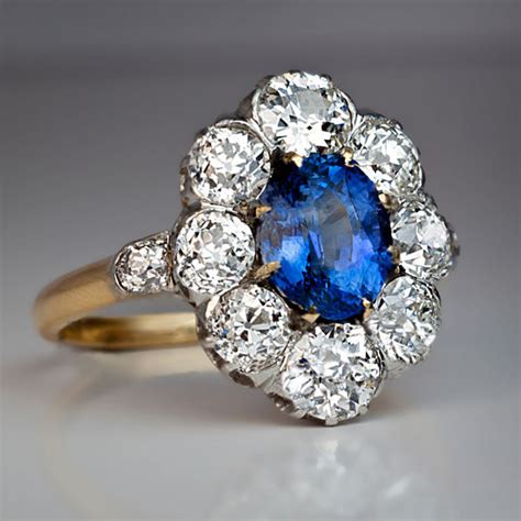 Any blue sapphire engagement ring is sure to become an enduring classic. Sapphire Diamond Antique Engagement Ring c. 1910 - Antique Jewelry | Vintage Rings | Faberge Eggs