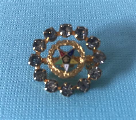 Vintage Order Of The Eastern Star Pin Rhinestone Oes Brooch Etsy