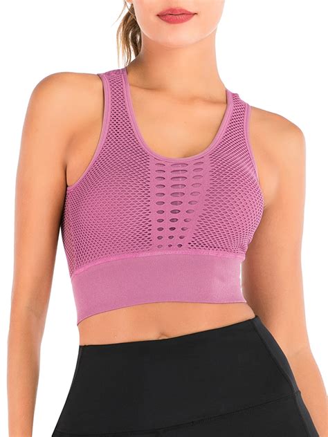 Womens Sexy Hollow Racerback High Impact Support Sports Bras With