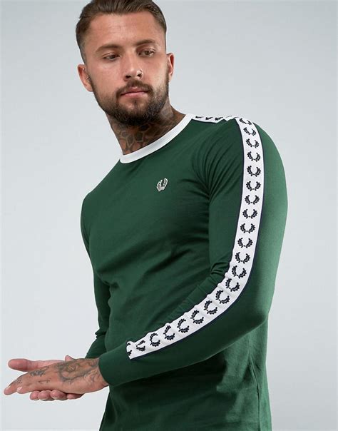 Lyst Fred Perry Slim Fit Sports Authentic Taped Long Sleeve T Shirt