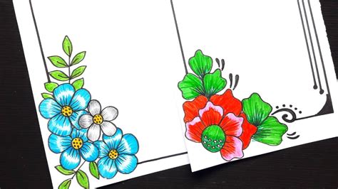 Pencil Easy Simple Flower Design Border Drawing Goimages A