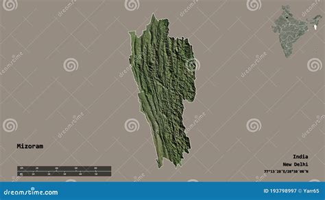 Mizoram State Of India Zoomed Satellite Stock Illustration
