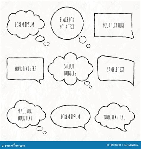 Vector Set Of Speech Bubbles And Thought Communication Bubbles Stock Vector Illustration Of