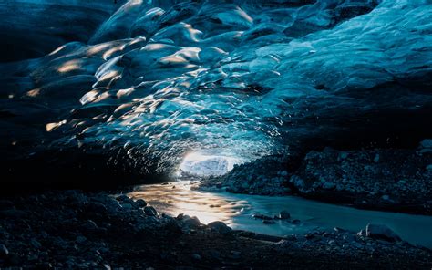 Download Wallpaper 3840x2400 Cave Ice Stones Water Nature 4k Ultra