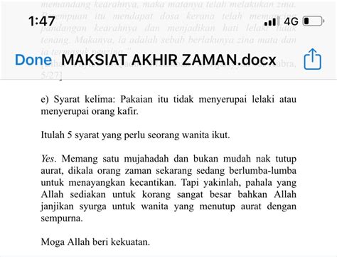 Diharapkan perkongsian contoh di atas dapat memberikan manfaat kepada semua. Kesan Tidak Menutup Aurat Terhadap Masyarakat