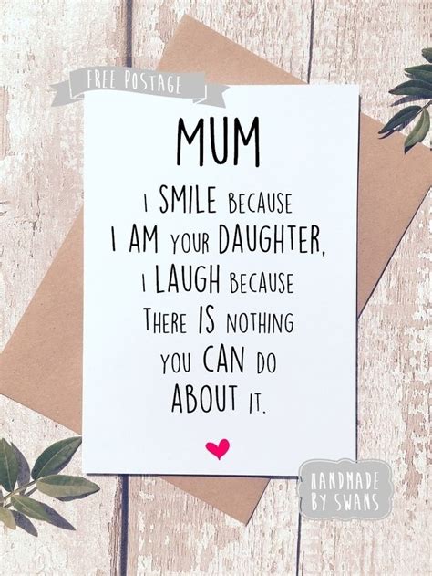 Mothers Day Card I Smile Because I Am Your Daughter Mothers Day