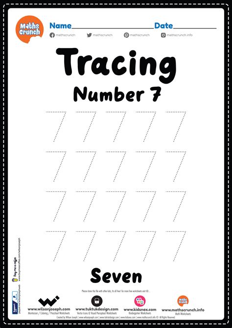 Printable Number 7 Tracing Worksheet Kids Worksheets