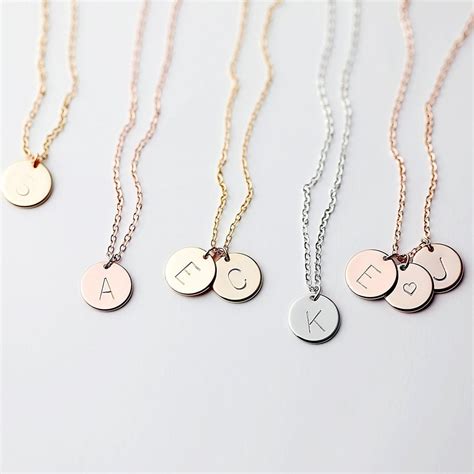 Delicate Initial Disc Necklace Rose Gold Initial Necklace The Best