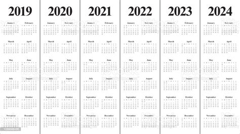 Năm 2019 2020 2021 2022 2023 Mẫu Thiết Kế Vector Lịch 2024 Hình Minh