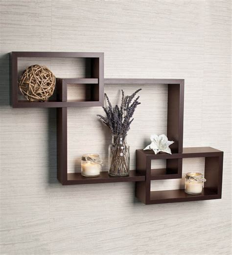 Buy Set Of 3 Engineered Wood Intersecting Wall Shelf By Driftingwood