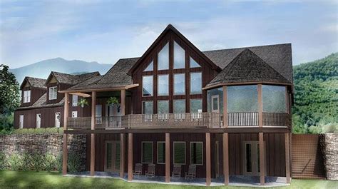 Rustic Mountain House Plan Walkout Basement Appalachia Render Jhmrad
