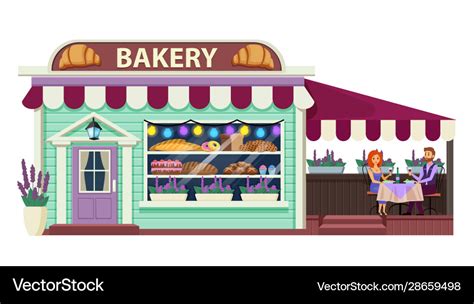 Bakery Building Cartoon Flat Royalty Free Vector Image