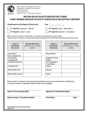 Fillable Online Library Oregonmetro Metro Solid Waste Reporting Form Yard Debris Reload Facility