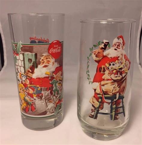 Collectible Coca Cola Santa Claus Drinking Glasses Set Of High Ebay