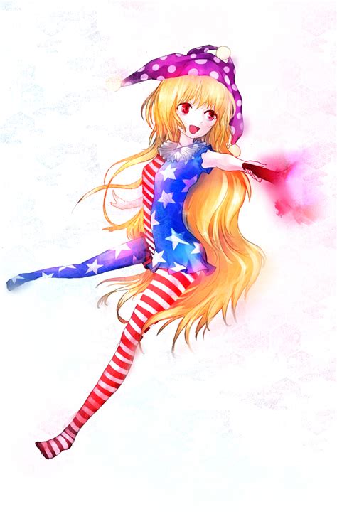 Safebooru 1girl D American Flag Legwear American Flag Shirt Blonde Hair Clownpiece Dyolf Hat