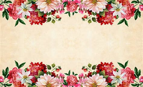 Hd Wallpaper Flower Frame On Vintage Style Paper Background Roses