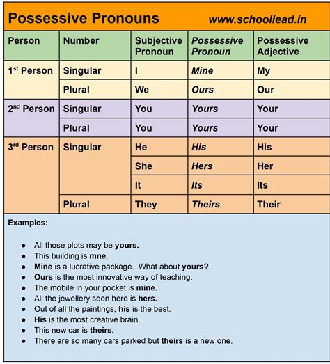 Possessive Pronouns The Pronoun School Lead
