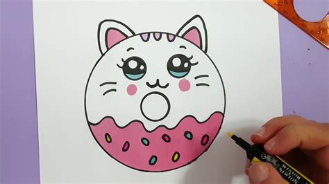 How To Draw A Cute Kitten Donut Super Easy Youtube