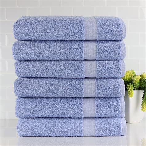Fibertone 6 Piece Bath Towel Set Bleach Safe Solid Porcelain Blue