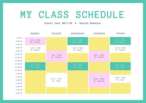 Free Online Class Schedules Design A Custom Class Schedule In Canva