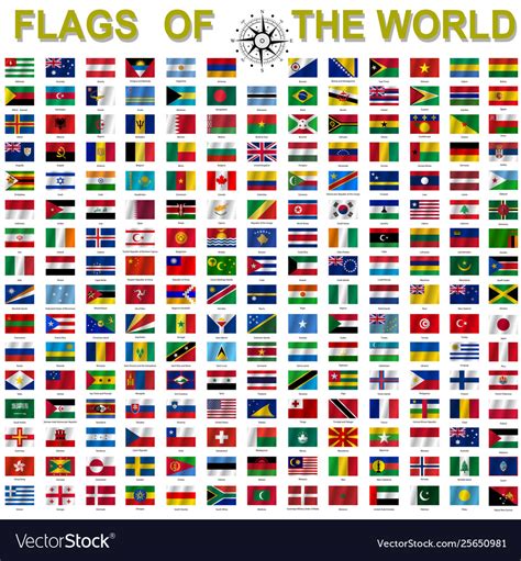 Set Flags World Sovereign States Signed By Vector Image