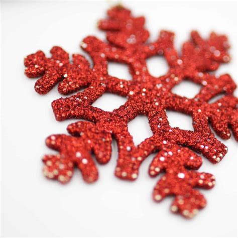 6 Red Snowflakes 100mm